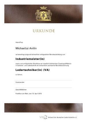 Ledertechniker Urkunde